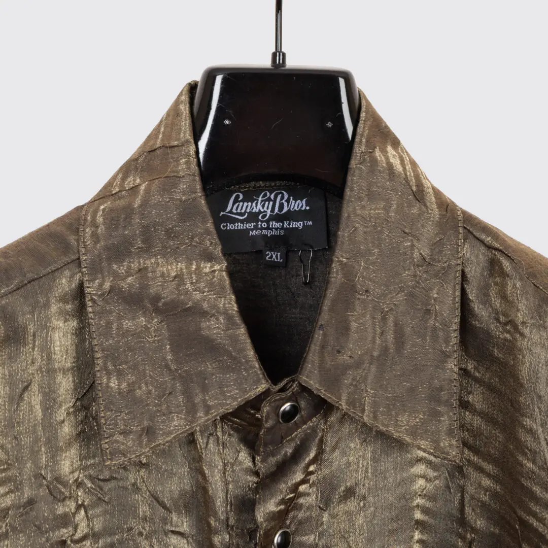 Lansky Bros Party Shirt Size 2XL Metallic Bronze Crushed Rayon