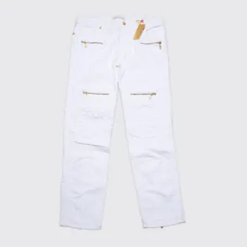 Robin's Jeans Racer Motorcycle W36 White Cotton Blend with Zipper
