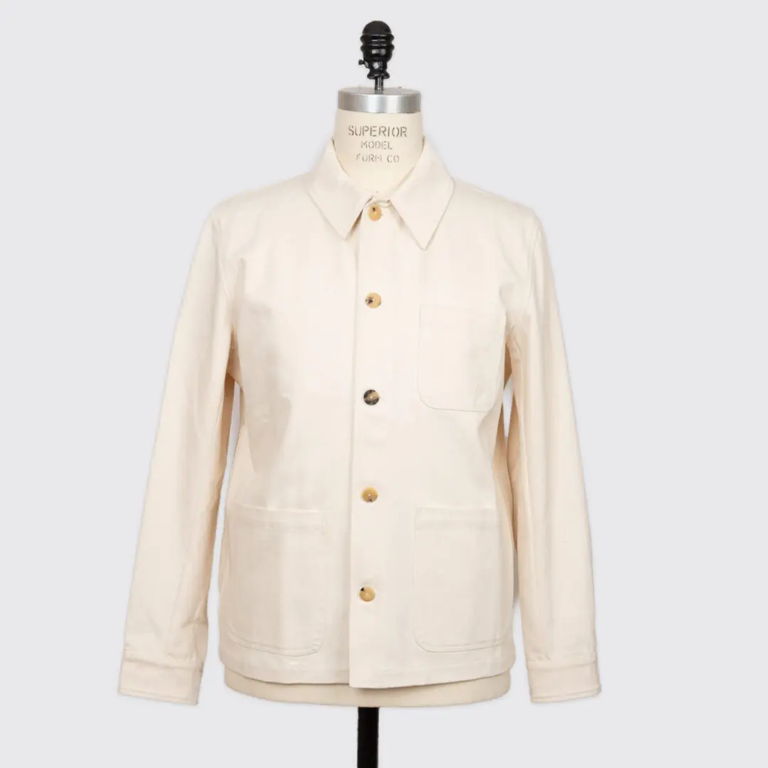 De Bonne Facture Work Jacket Size XS Ecru Undyed Organic Cotton