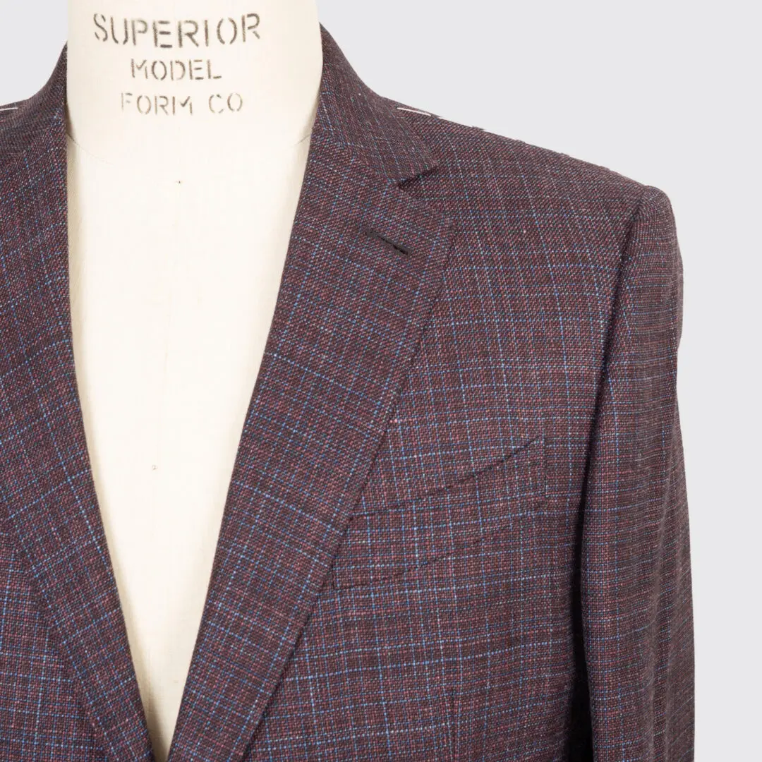 Ermenegildo Zegna Sport Coat Size EU58 Red Wine Glen Check Milano