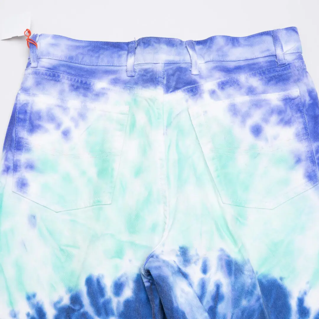 International Male Jeans W34 Men Custom Tie Dye Blue Cotton 90s