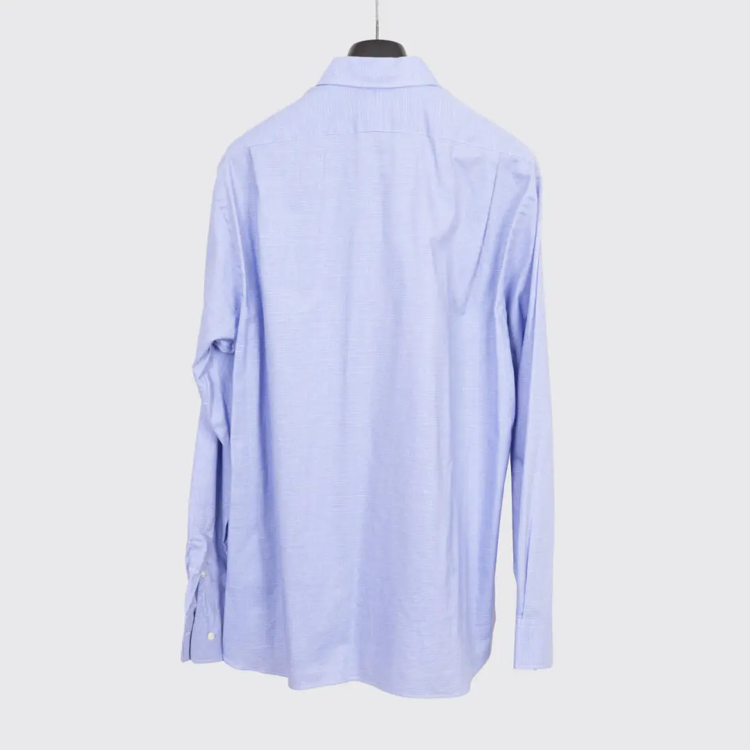 Polo Ralph Lauren Dress Shirt Size 17 Blue Check Cotton Slim Fit