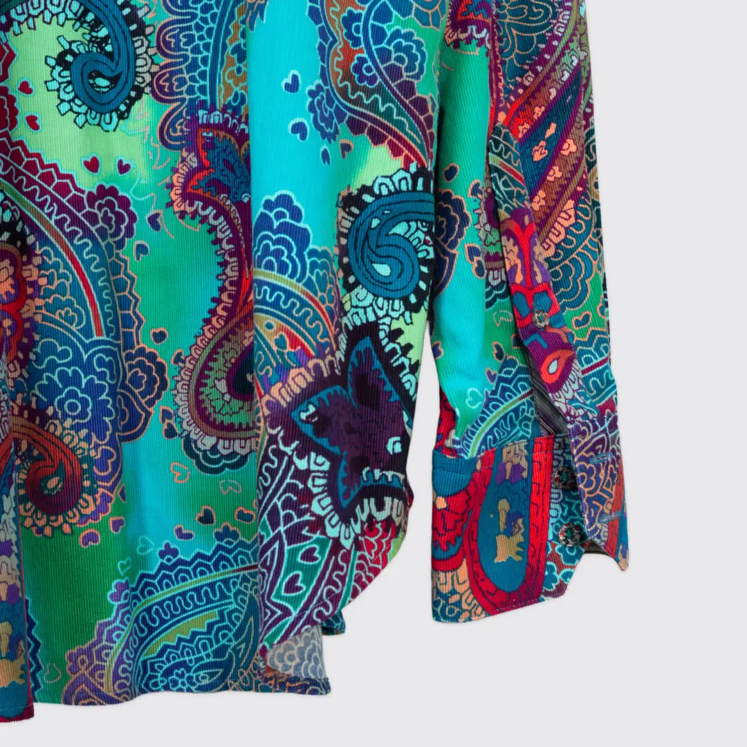 Robert Graham Corduroy Shirt 3XL Multicolor Paisley Tie Dye Print
