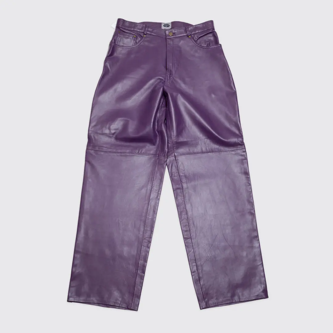 Leather 2000 By Hira Imports Jeans Men Purple Leather Cargo Pant