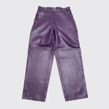 Leather 2000 By Hira Imports Jeans Men Purple Leather Cargo Pant