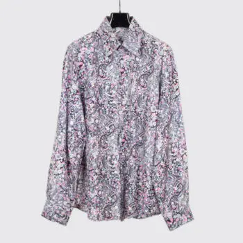 Gianni Versace Vintage Silk Shirt Size EU56 Pink Gray Paisley Print