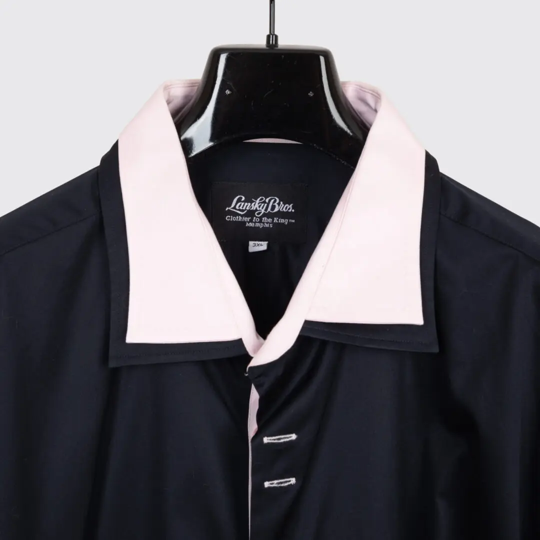 Lansky Bros Memphis Shirt 3XL Pastel Pink Black Stacked Collar