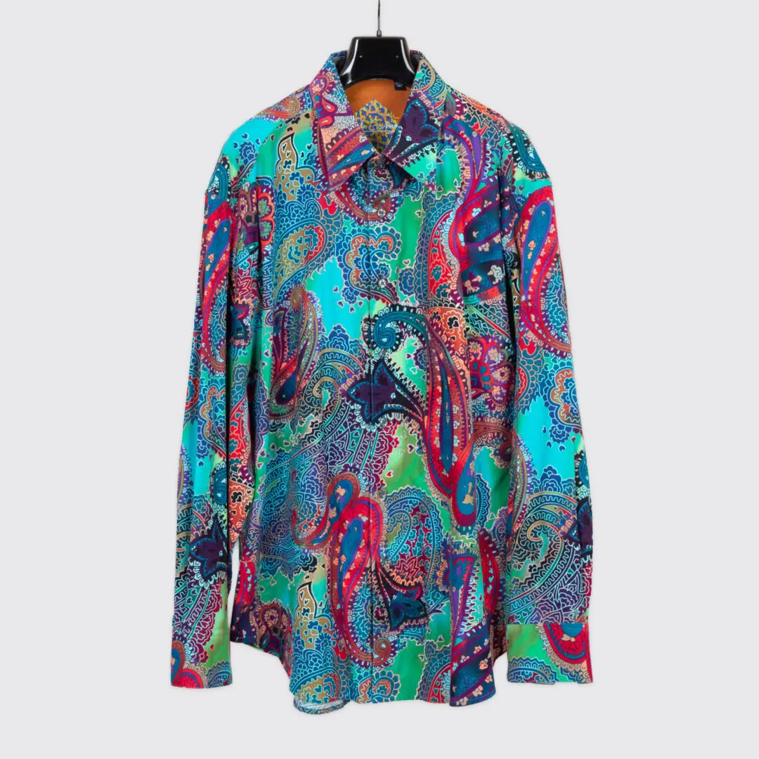 Robert Graham Corduroy Shirt 3XL Multicolor Paisley Tie Dye Print