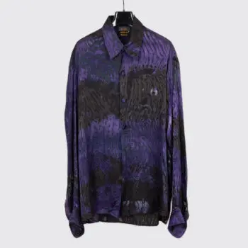 Carter Smith Shibori Shirt XXL Black Purple Hand Dyed Chiffon