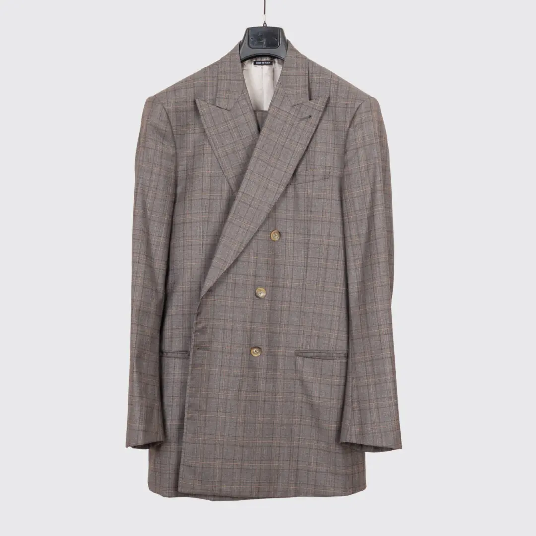 Giorgio Armani Suit Size EU56 Gray Glen Check Wool Three Button