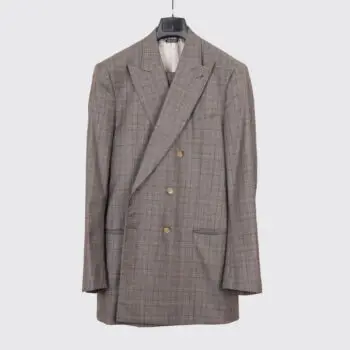 Giorgio Armani Suit Size EU56 Gray Glen Check Wool Three Button
