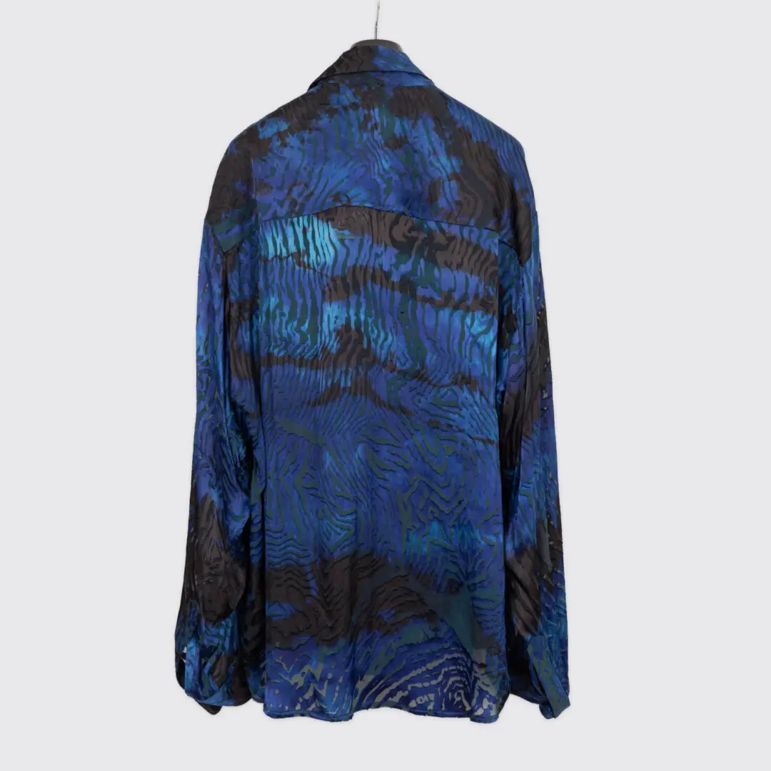 Carter Smith Shibori Shirt XXL Men Blue Purple Hand Dyed Chiffon