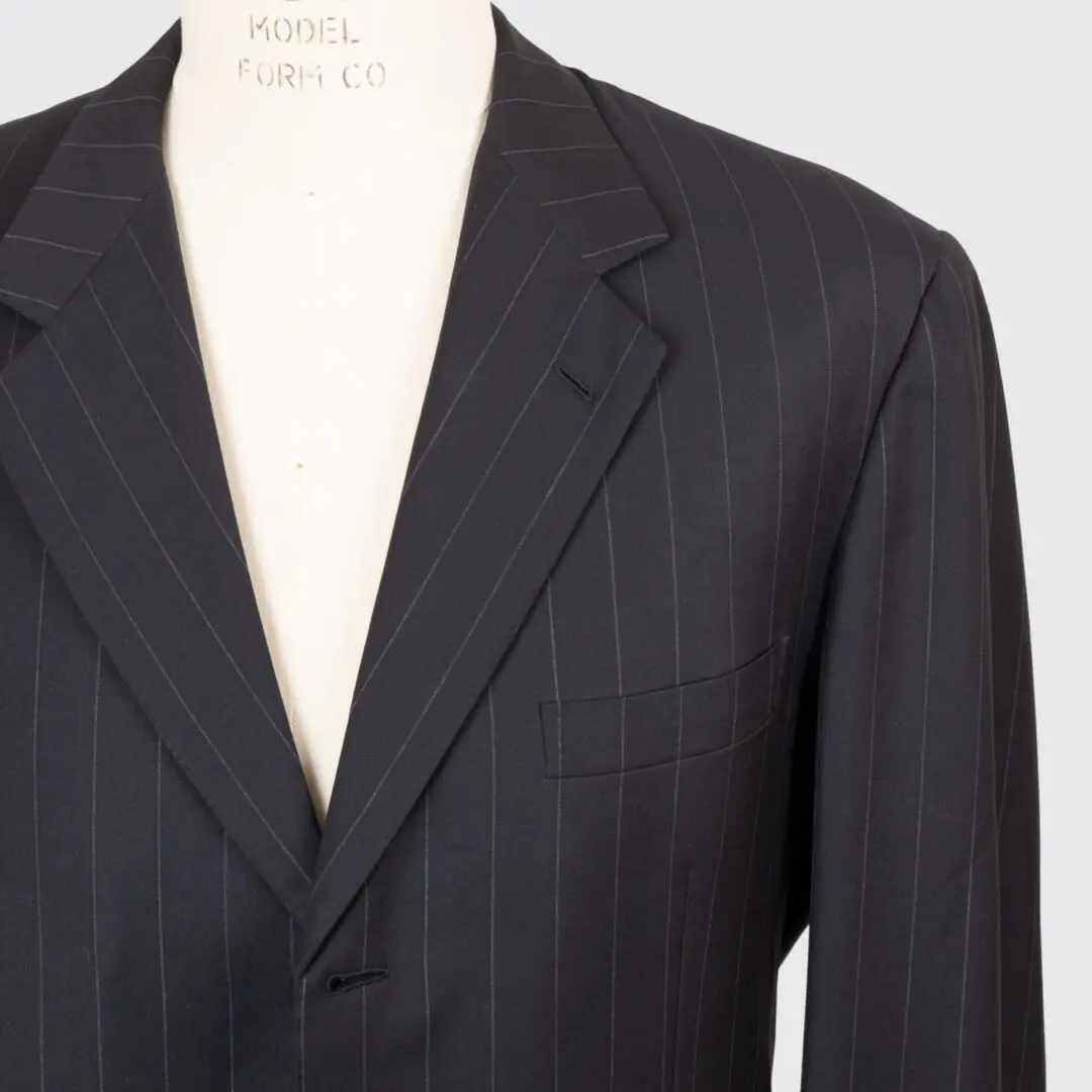 Brioni Suit Size 44 Tall Men Black Pinstripe Wool Three Button