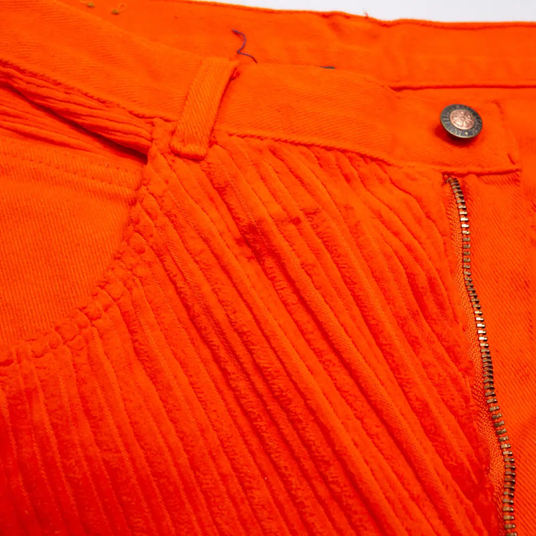 Anti-League Patchwork Pants W36 Men Blaze Orange Corduroy Vintage