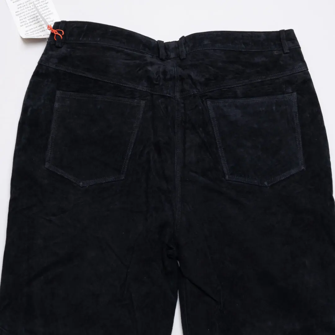 Jack Edwards Jeans Men Black Lambskin Leather Pant w/ Lace Up Fly