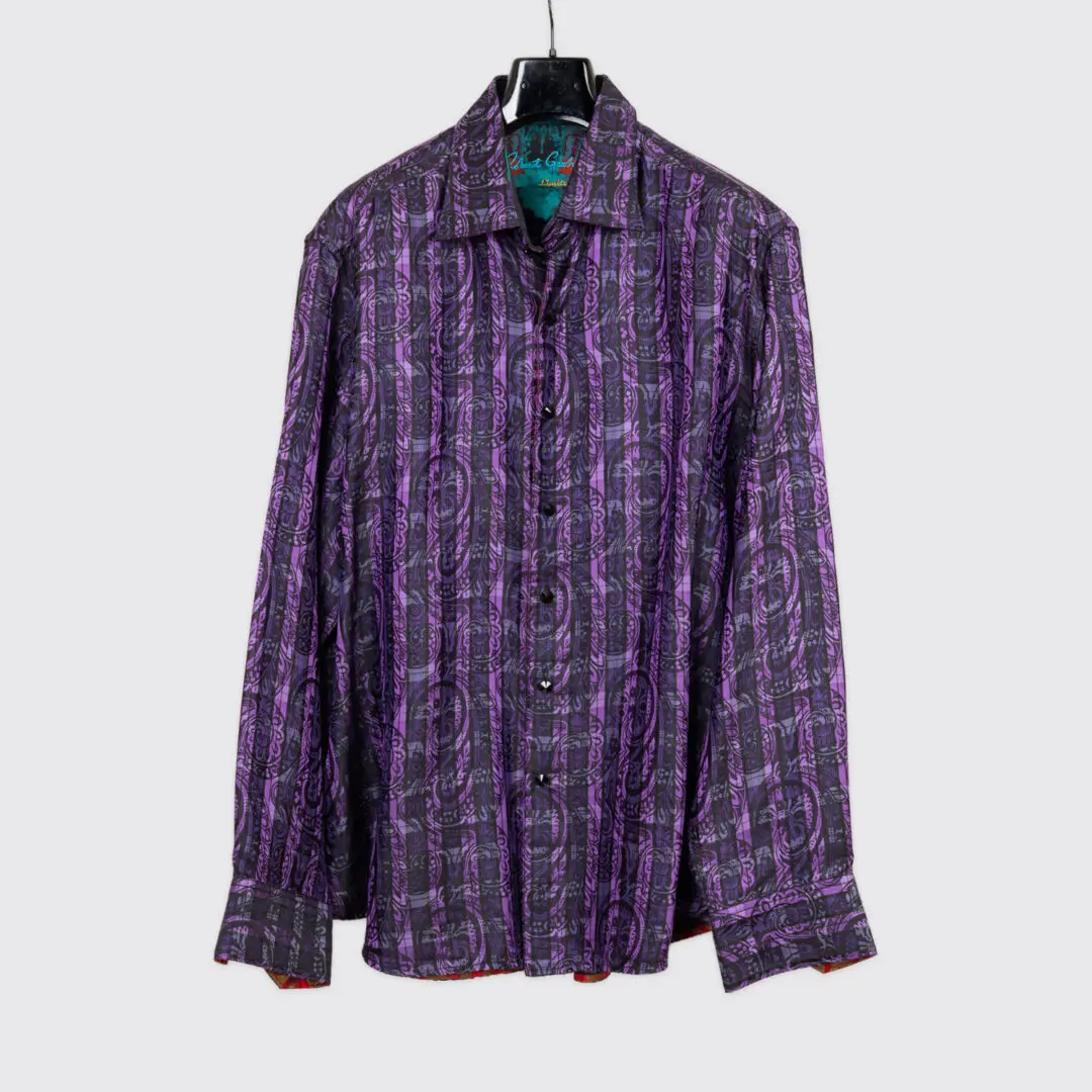 Robert Graham Limited Edition Silk Shirt 3XL Purple Paisley Print
