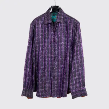 Robert Graham Limited Edition Silk Shirt 3XL Purple Paisley Print