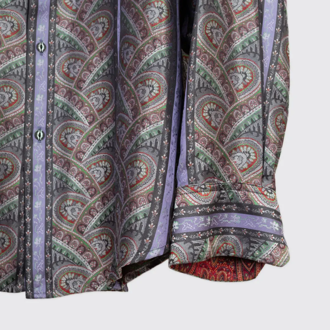 Robert Graham Silk Brocade Shirt 3XL Silver Multicolor Ltd Edition