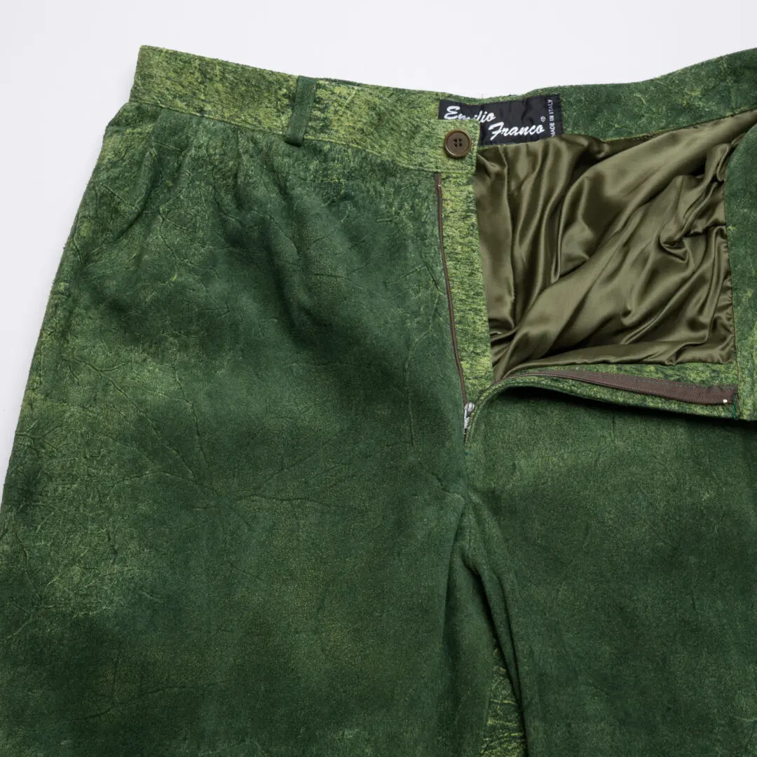 Emilio Franco Leather Pants W36 Men Green Heavyweight Made in Italy