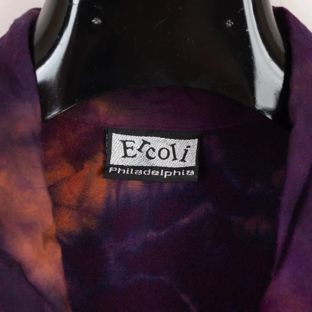 Ercoli Shirt XXL Men Purple Orange Cotton Pleated Tie Dye Vintage
