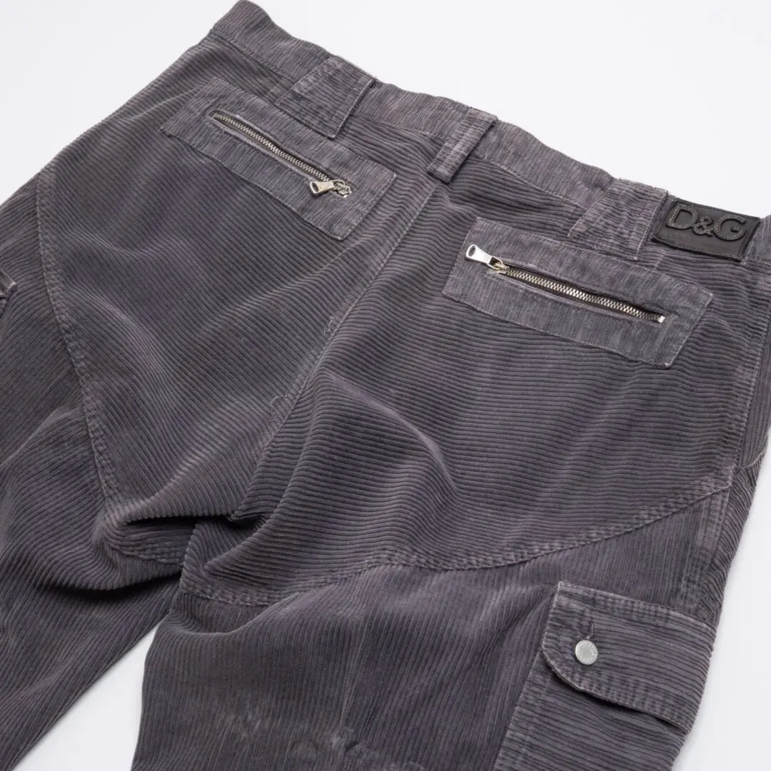 Dolce&Gabbana Cargo Pants W36 Men Taupe Gray Corduroy Cotton