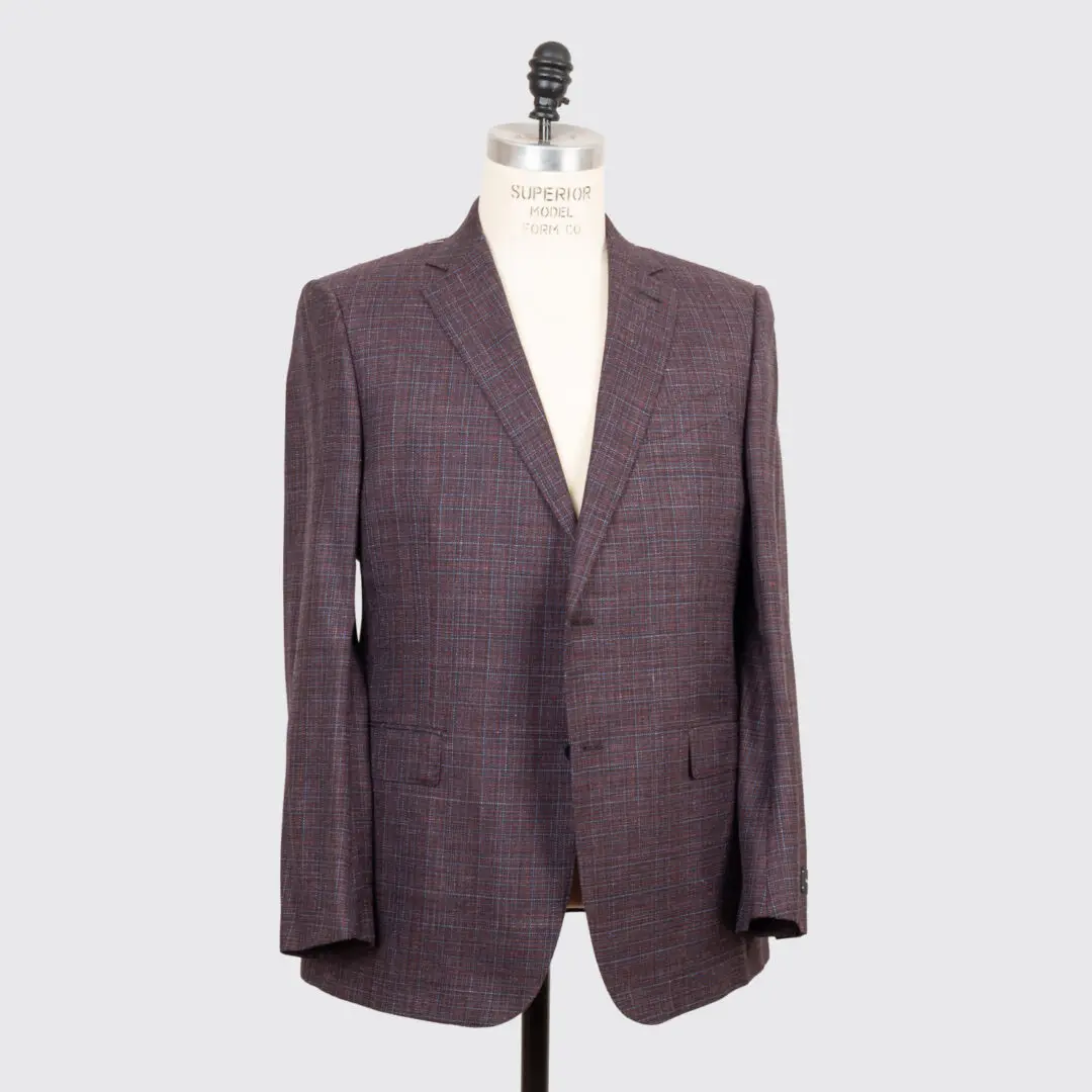 Ermenegildo Zegna Sport Coat Size EU58 Red Wine Glen Check Milano