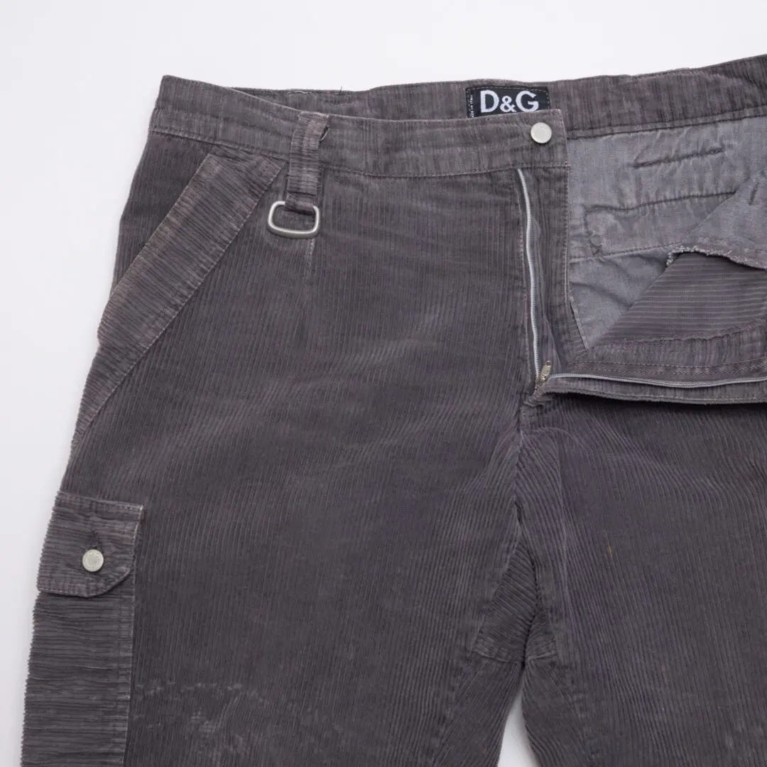 Dolce&Gabbana Cargo Pants W36 Men Taupe Gray Corduroy Cotton