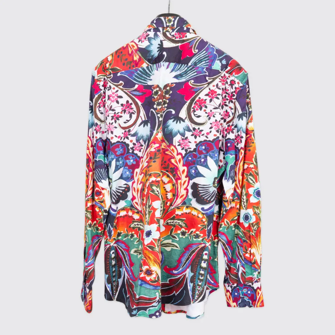 Robert Graham Kenzi Shirt 3XL Multicolor Floral Cotton Embroidery