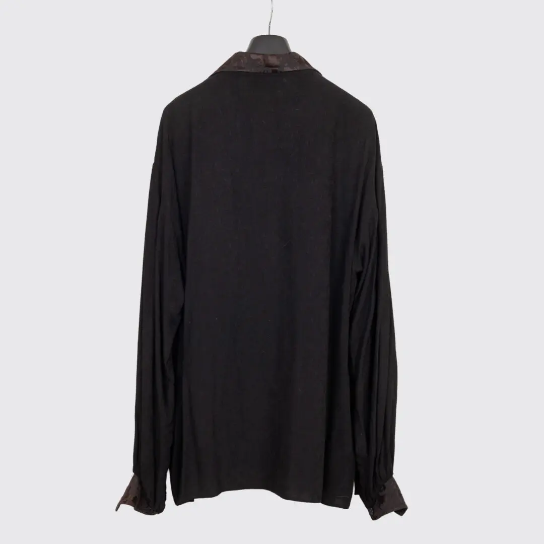 Arkivestry Medieval Tunic Shirt Size L Black Floral Cotton Goth
