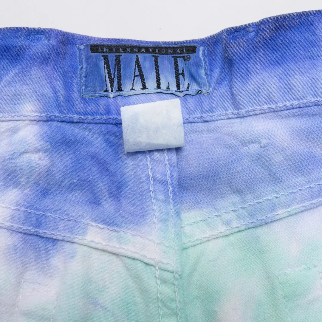 International Male Jeans W34 Men Custom Tie Dye Blue Cotton 90s