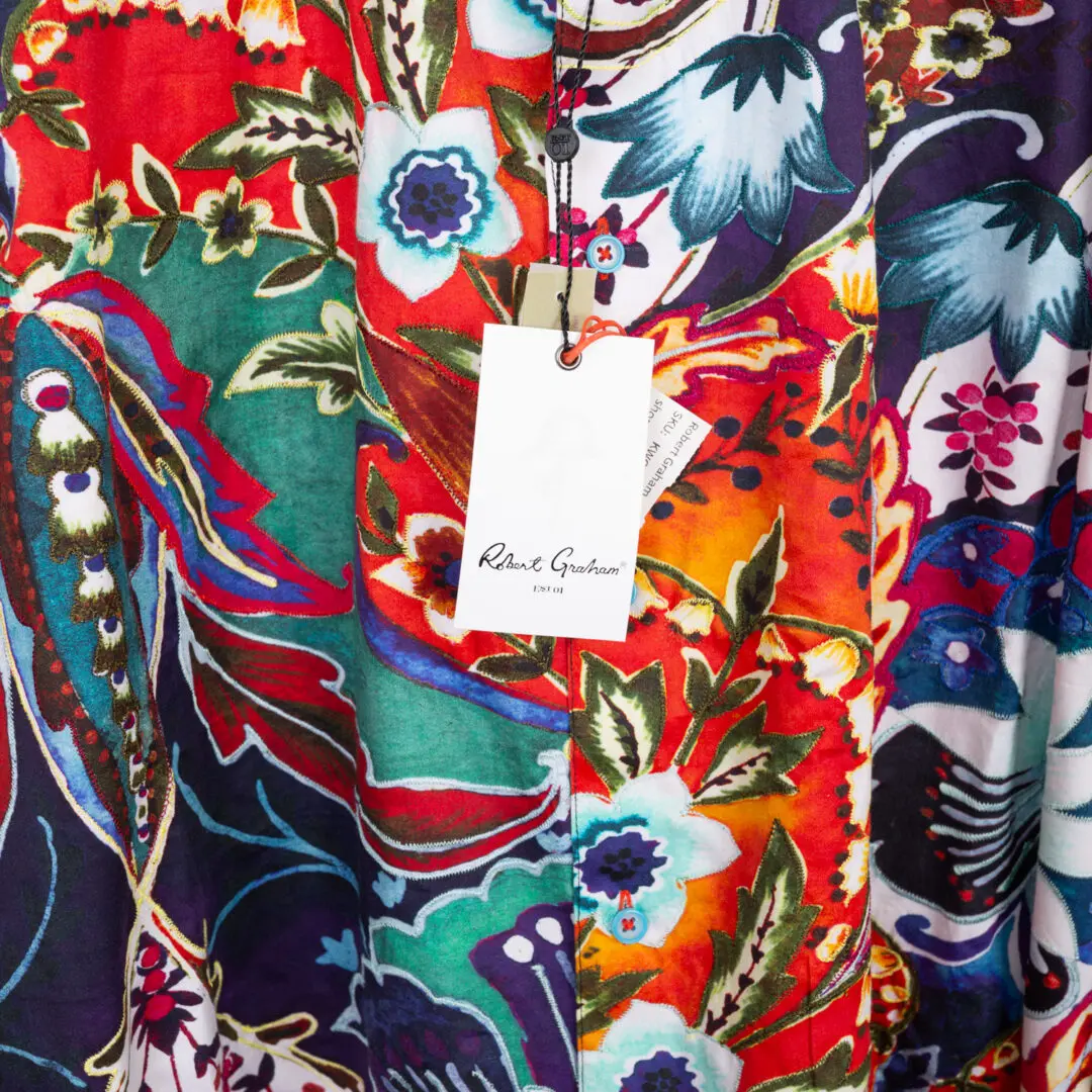 Robert Graham Kenzi Shirt 3XL Multicolor Floral Cotton Embroidery