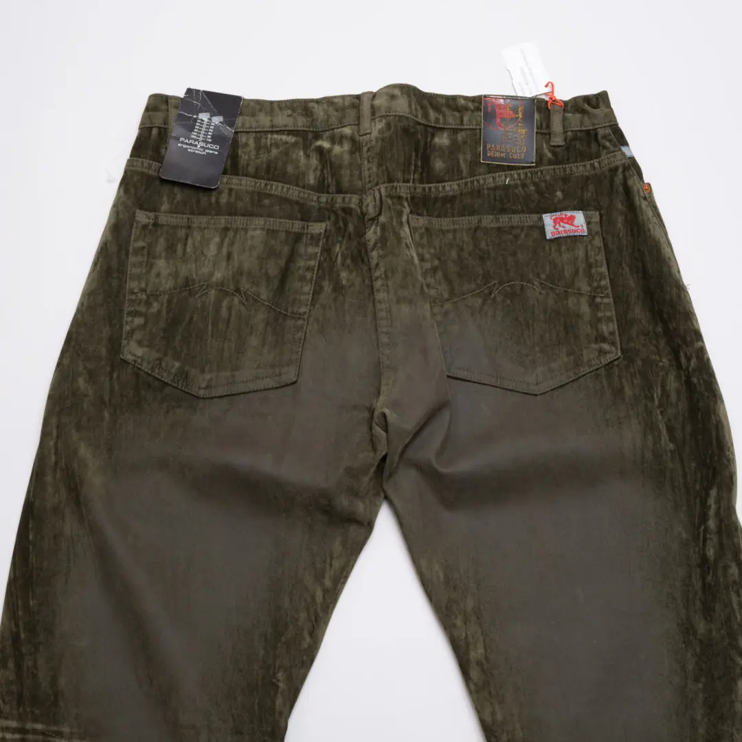 Parasuco Harem Jeans W36 Men Olive Green Velvet Twisted Seam