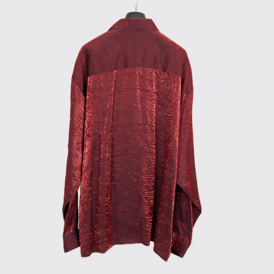 Lansky Bros Party Shirt Size XXL Metallic Blood Red Crushed Rayon