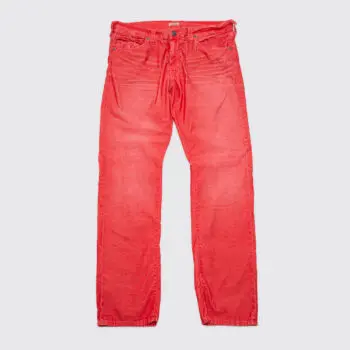 True Religion Ricky Relaxed Straight Jeans W36 Men Red Corduroy