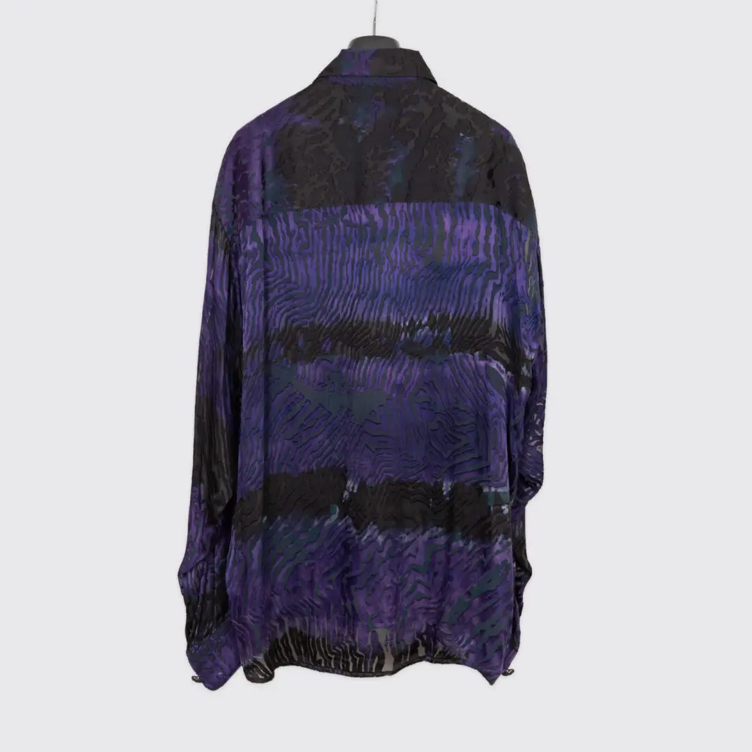 Carter Smith Shibori Shirt XXL Black Purple Hand Dyed Chiffon