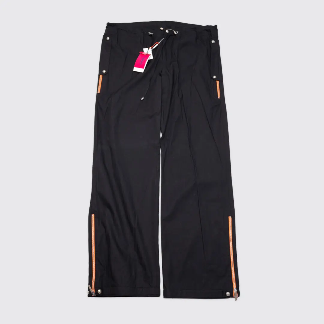 VERSACE Versus Pant Size EU56 Black Wide Leg Zipper Drawcord