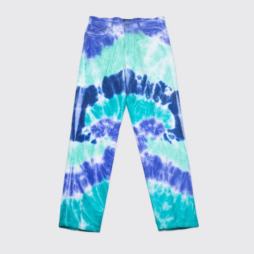 International Male Jeans W34 Men Custom Tie Dye Blue Cotton 90s