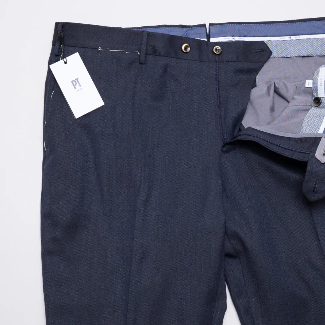 PT Torino Pants Size EU58 Men Navy Wool Blend Stretch Slim Fit