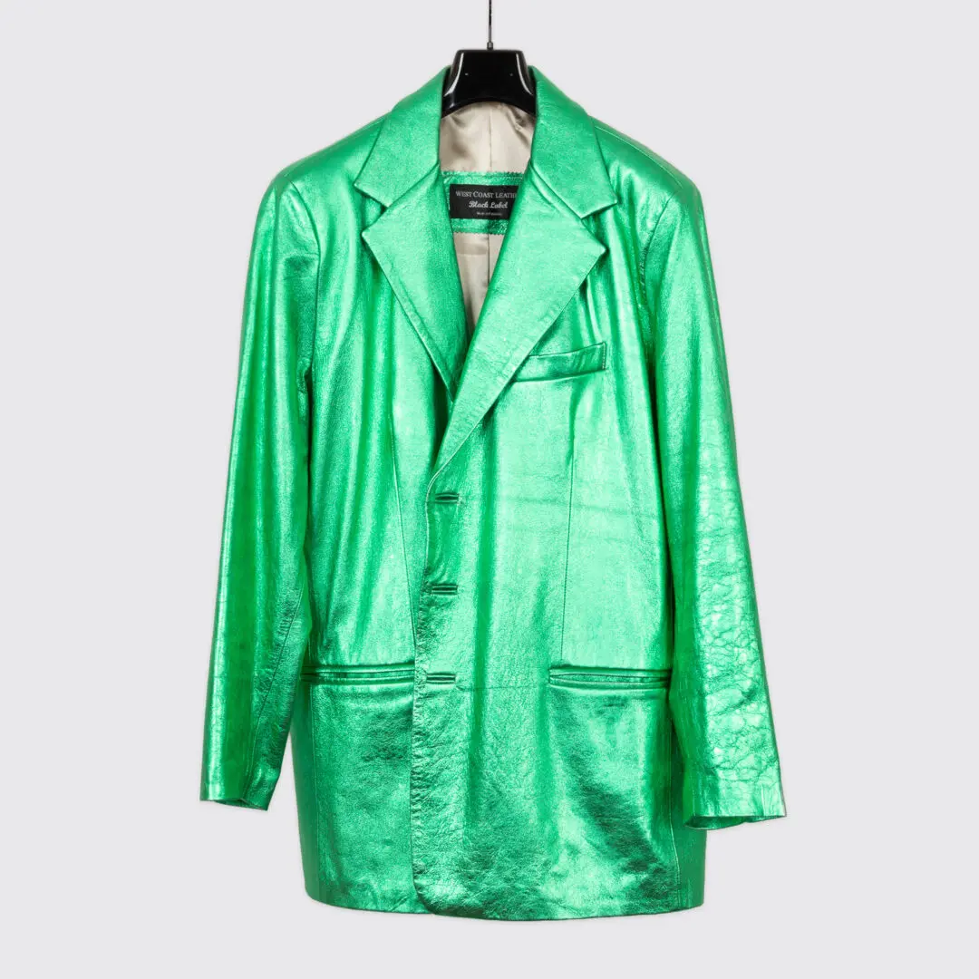 West Coast Leather Black Label Blazer Size XXL Men Metallic Green