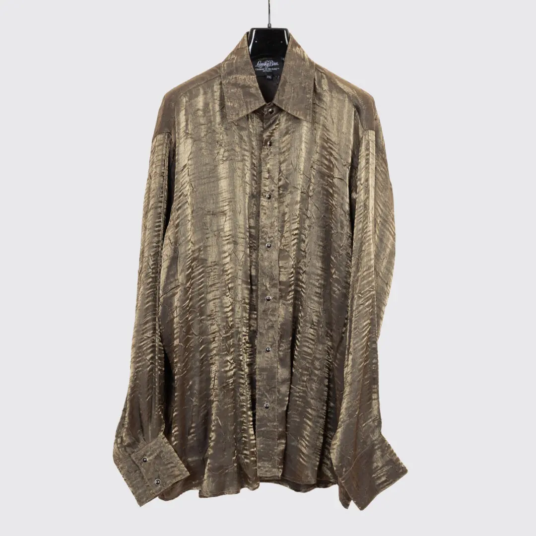 Lansky Bros Party Shirt Size 2XL Metallic Bronze Crushed Rayon