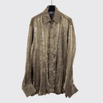 Lansky Bros Party Shirt Size 2XL Metallic Bronze Crushed Rayon