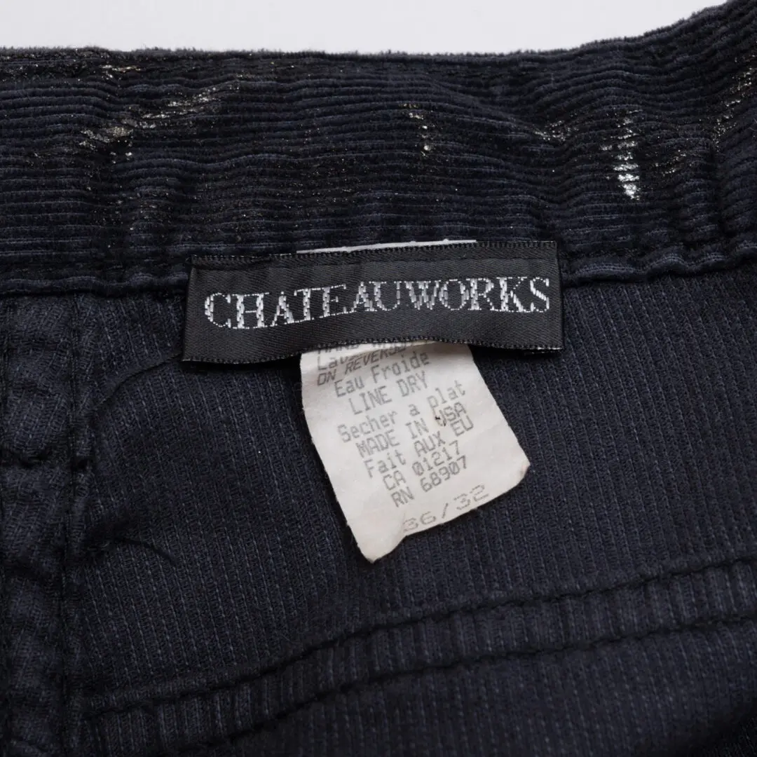 Chateau Works Jeans W36 L32 Men Black Silver Corduroy Cotton