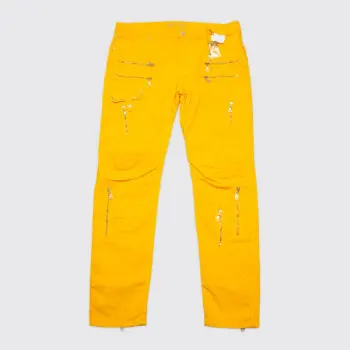 Robin's Jeans Mecano Slim Fit W38 Yellow Cotton Studded Zippers