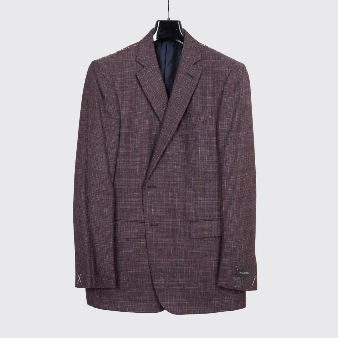 Ermenegildo Zegna Sport Coat Size EU58 Red Wine Glen Check Milano