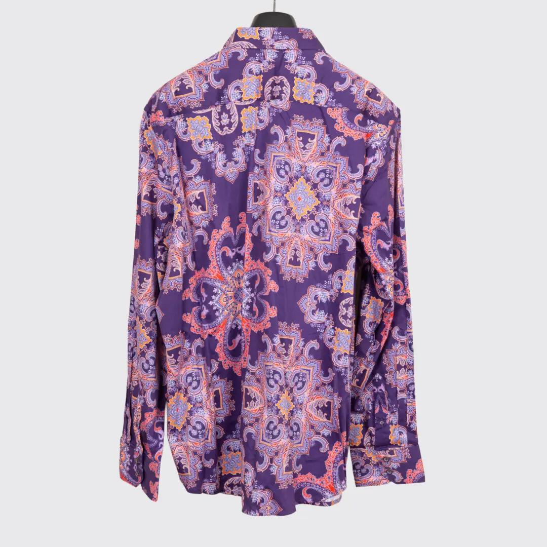 Robert Graham Casino Royale Shirt 3XL Purple Floral Print Cotton