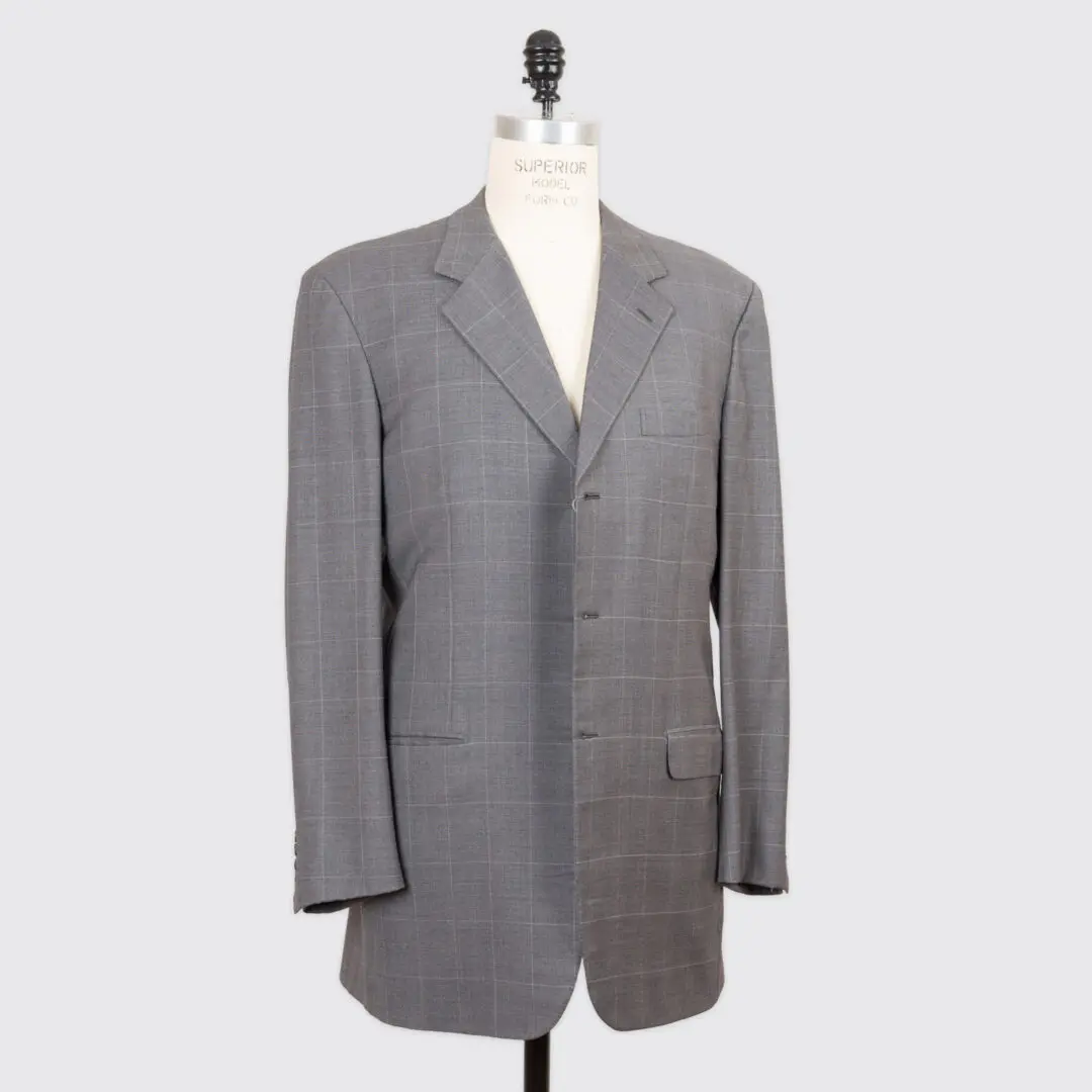 Brioni Suit Size 44 Tall Gray Nomentano 3-Button Handmade in Italy