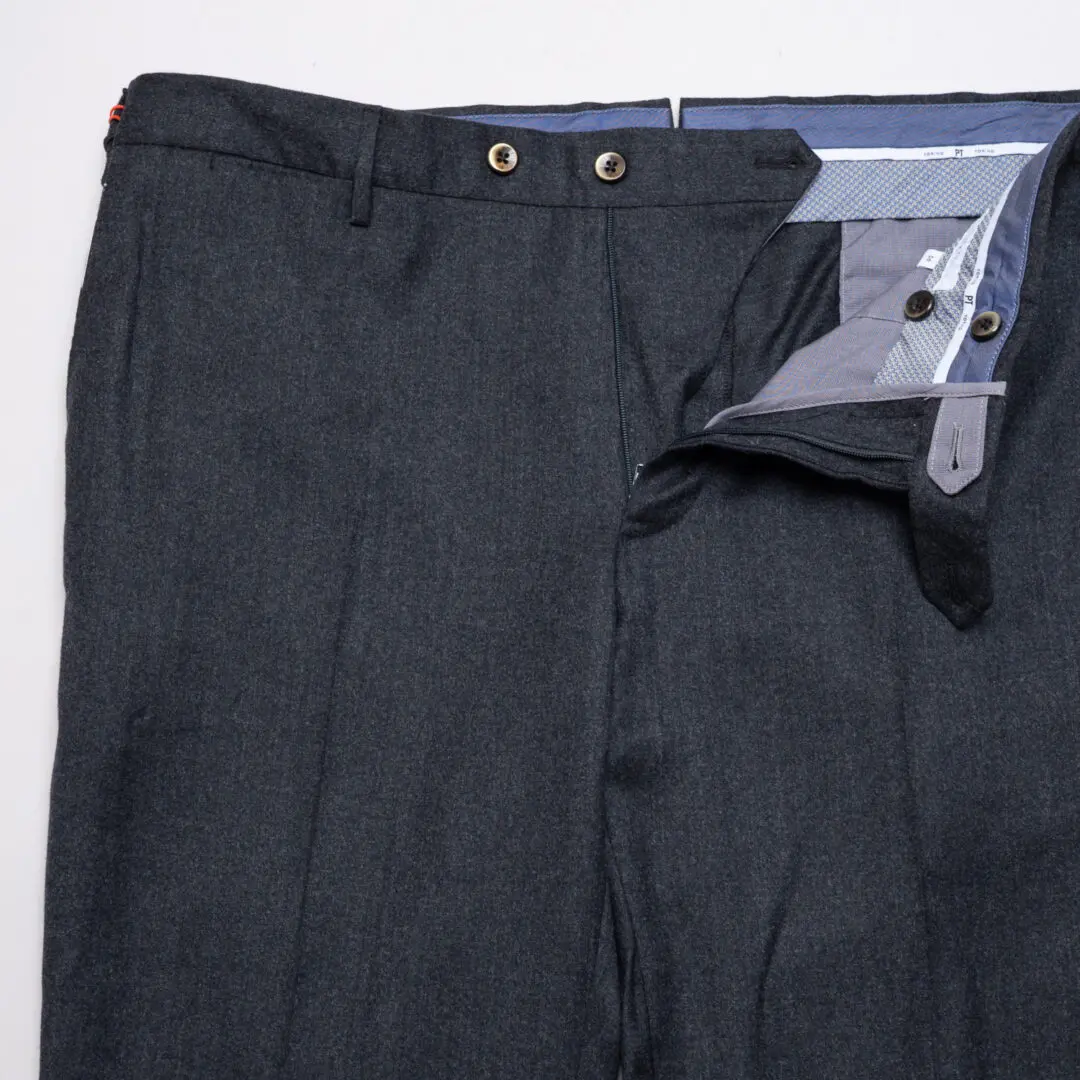 PT Torino Super 120s Pants Size EU56 Men Gray Wool Flannel Slim