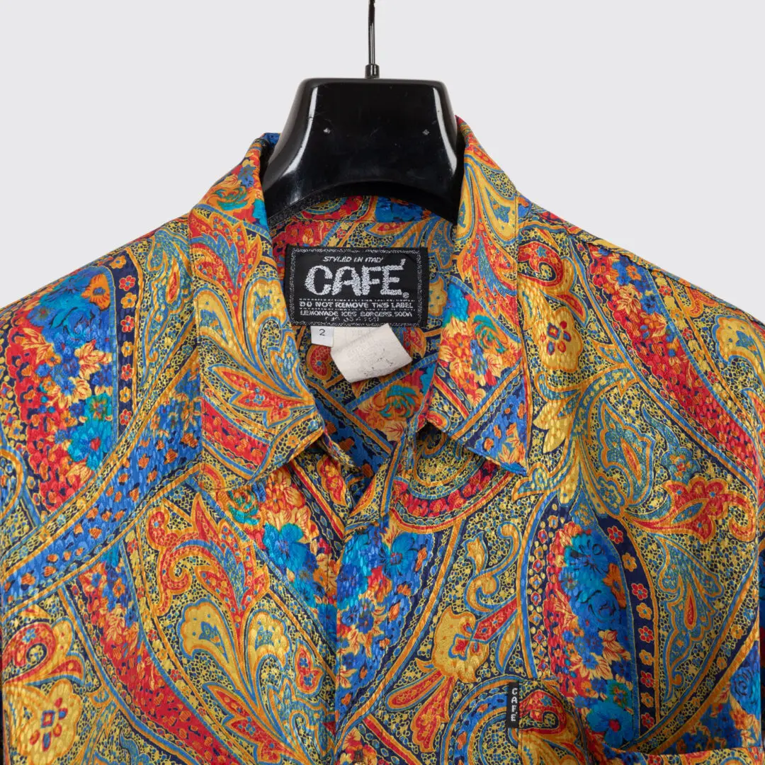Café Shirt Size 2XL Men Multicolor Paisley Print Lightweight