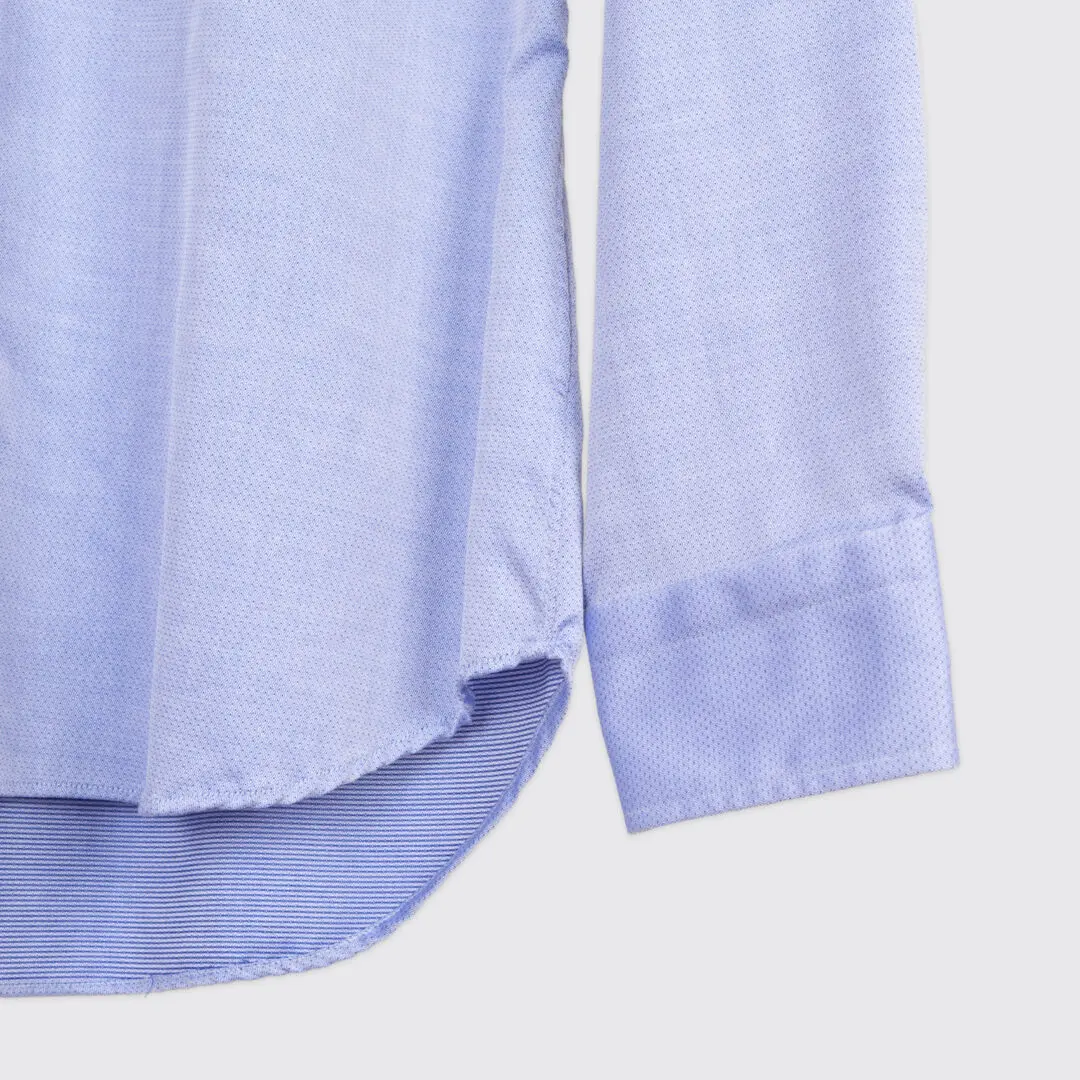 Canali Dress Shirt Size 17 Men Sky Blue Geometric Print Cotton