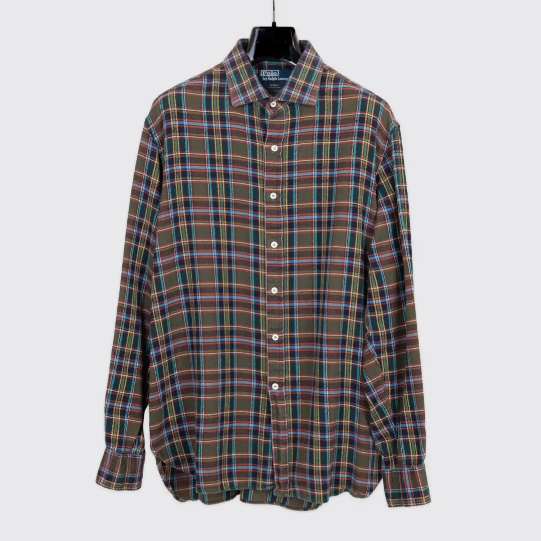 Polo Ralph Lauren Flannel Shirt XL Multicolor Plaid Made in Italy